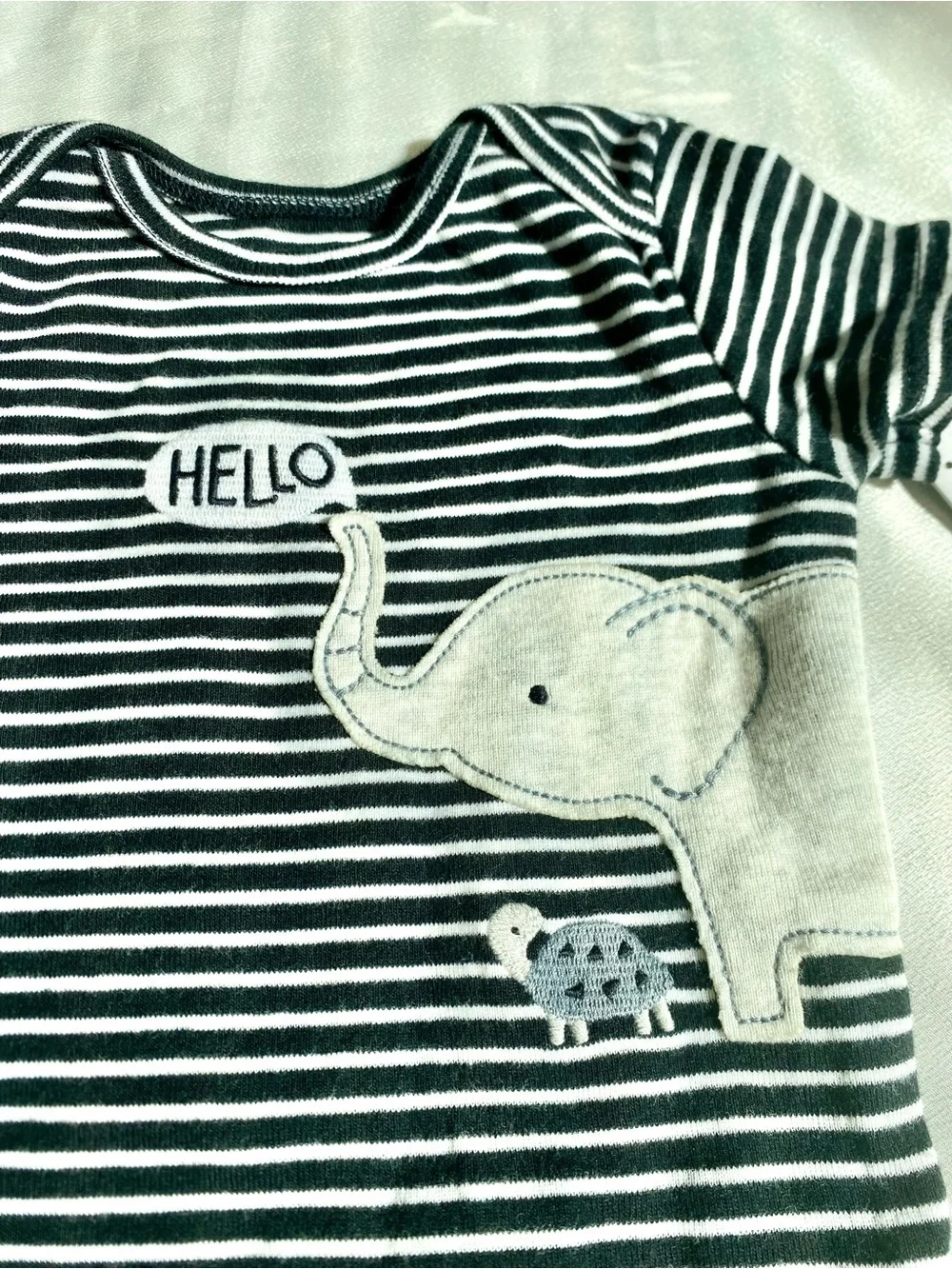 Child of mine Black and White Striped Elephant One-Piece Bodysuit Size 3-6months